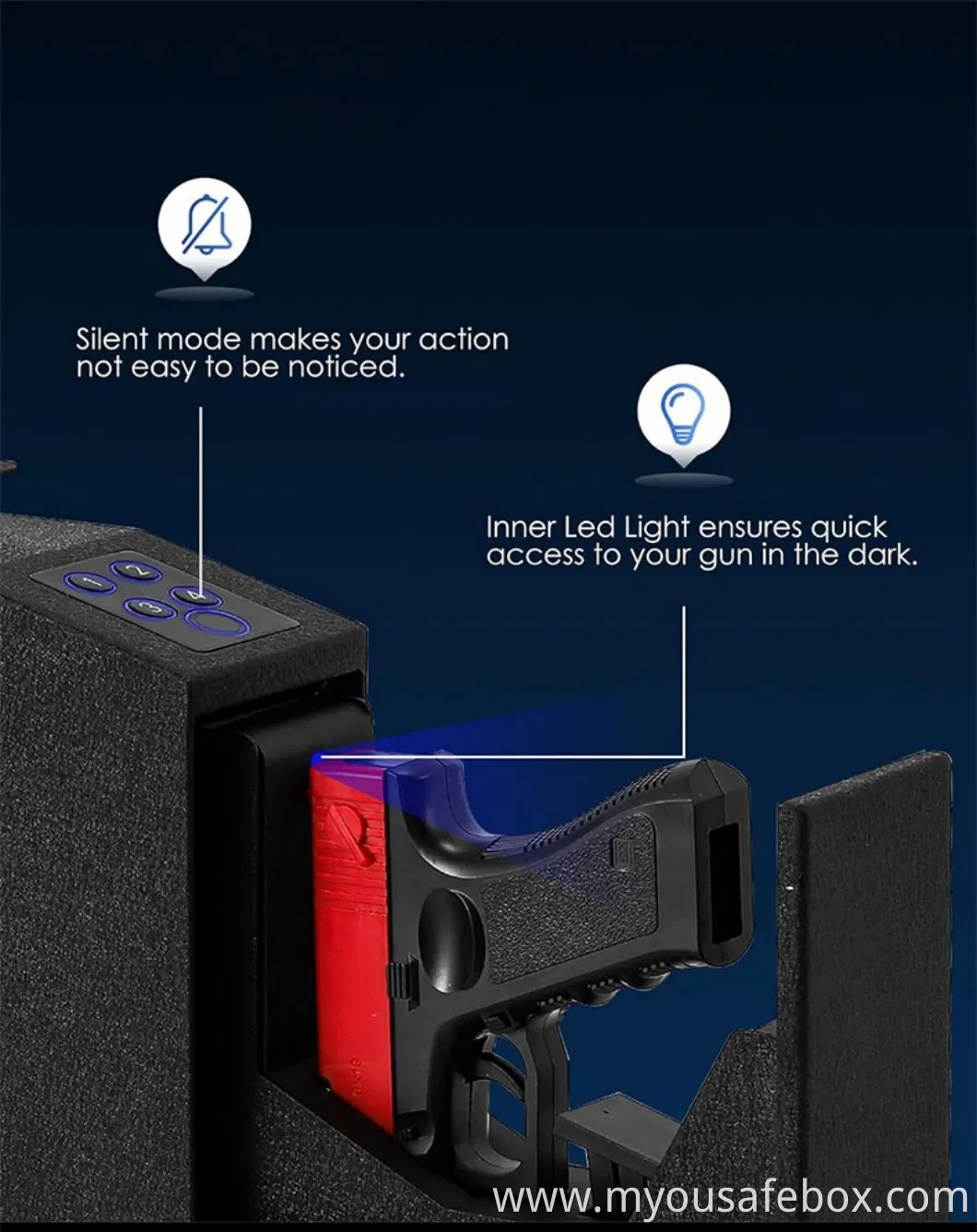 Safe Wall-Mounted Fingerprint Steel Car Portable Secure Gun Safes Locking Box for Pistols Keys Safes